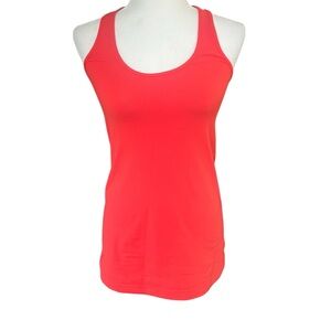 Lululemon bright orange reversible racerback athletic long length tank top 8